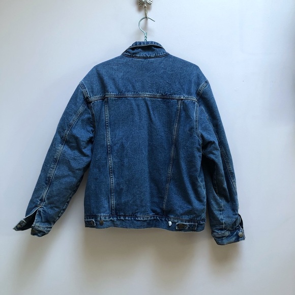 VINTAGE LEE RIDER SHERPA DENIM JACKET - Picture 3 of 8